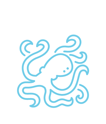 White Octopus Icon with bubbles